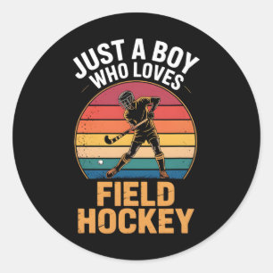 Jungen Feldhockey _1  Runder Aufkleber