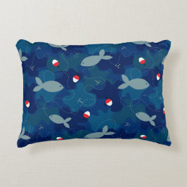 Jungen fischen blau dekokissen