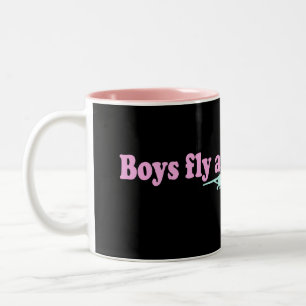 "JUNGEN FLIEGEN FLUGZEUGE AUCH? " ZWEIFARBIGE TASSE