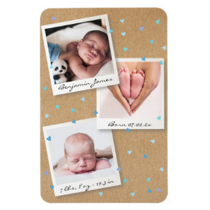 Jungen-Foto-Collage Geburtsstatistik Ankündigung Magnet