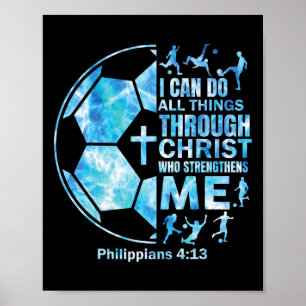 Jungen Fußball christliches T-Shirt Ich kann alle Poster