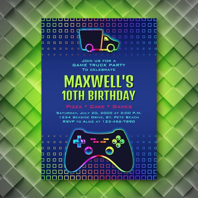 Jungen Game Truck Party Geburtstag Einladung (Von Creator hochgeladen)