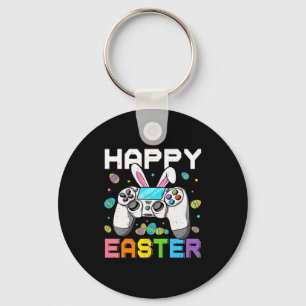 Jungen-Gamer-frohen-Ostern-Tag-Videospiele-Hase-Ga Schlüsselanhänger