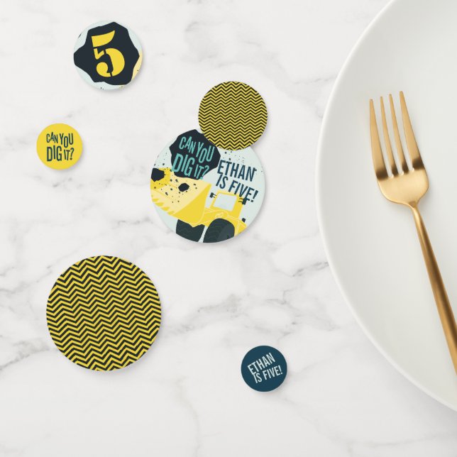 Jungen Geburtstag Bauwagen Blaugelb Konfetti (Gruppe)