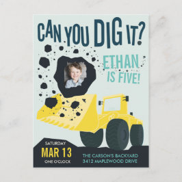 Jungen Geburtstag Bauwagen Blaugelb Postkarte