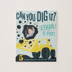 Jungen Geburtstag Bauwagen Blaugelb Puzzle