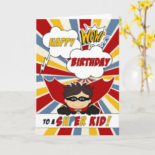 Jungen Geburtstag Super Kids Rosa Comic-Heft Karte