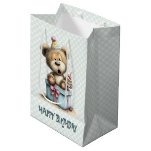 Jungen Geburtstags-Teddybär-Geschenk Mittlere Geschenktüte