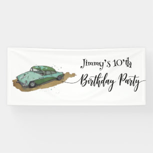 Jungen Geburtstagsparty mit zwei Tönen Liman Banner