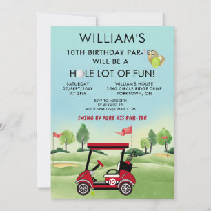 Jungen-Golf-Thema 10. Geburtstag Par-Tee Einladung