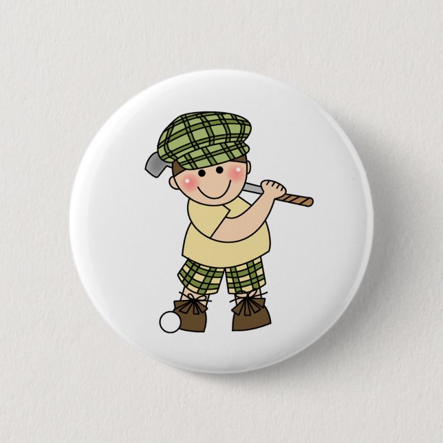 Jungen-Golfspieler Button (Vorderseite)