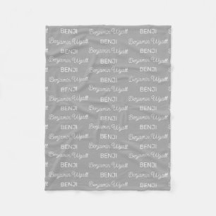 Jungen Grauer personalisierter Schriftname Fleecedecke