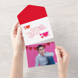 Jungen Herz-Emoji Foto hinzufügen Valentinstag-Kar All In One Einladung