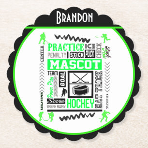Jungen Hockey Terminologie Personalisiert Neon Grü Untersetzer
