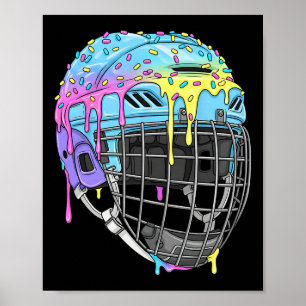 Jungen-Hockeyhelm Eiscreme-Tropfen für Hockeyspiel Poster