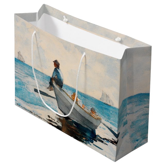 Jungen in einer Geschichte (1880) von Winslow Home Große Geschenktüte (Vorderseite Schrägansicht)