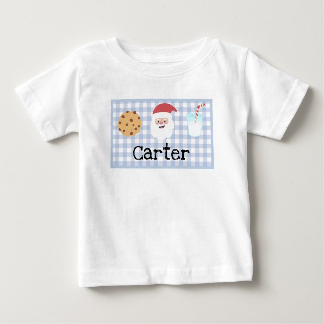 Jungen Karierte Santa's Milk and Cookies Baby T -  T-shirt (Vorderseite)