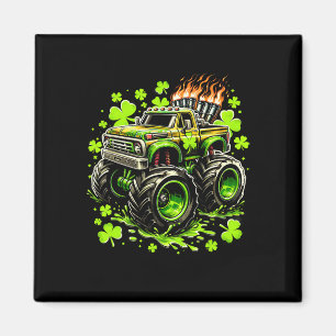Jungen Kinder Monster Grün Lastwagen Kleeblatt St. Magnet