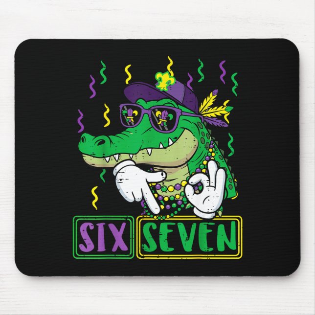 Jungen Kinder Sechs Sieben Alligator 6 7 Mousepad (Vorne)