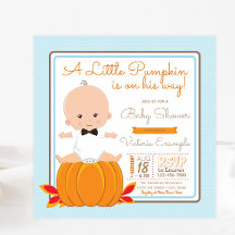 Jungen Kleiner Kürbis Baby Shower Einladung