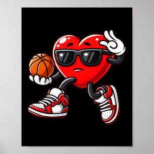 Jungen Kleinkind Niedliches Herz spielen Basketbal Poster