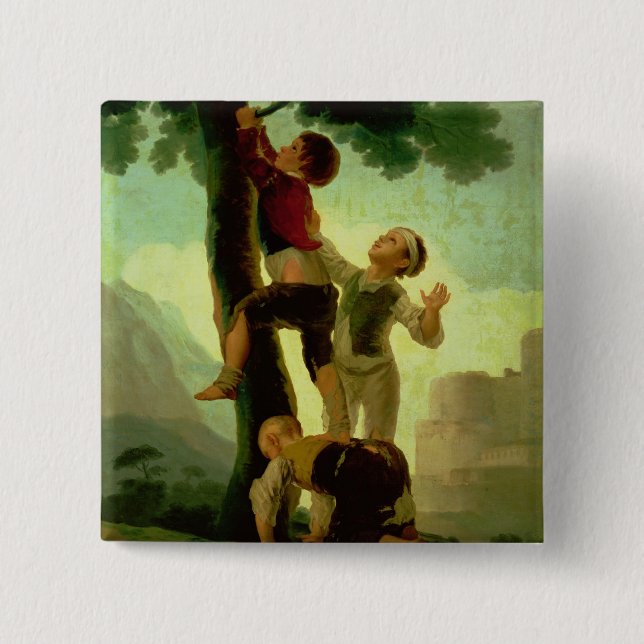 Jungen-Klettern Francisco Jose de Goya y Lucientes Button (Vorderseite)