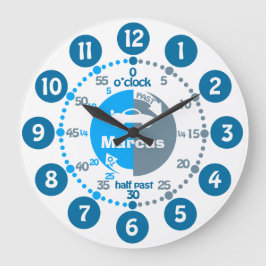 Jungen lernen, Zeit gedämpfter Blau genannter Große Wanduhr