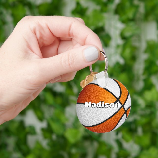 Jungen Mädchen Basketball Orange Mannschaftsfarben Schlüsselanhänger (Hand)