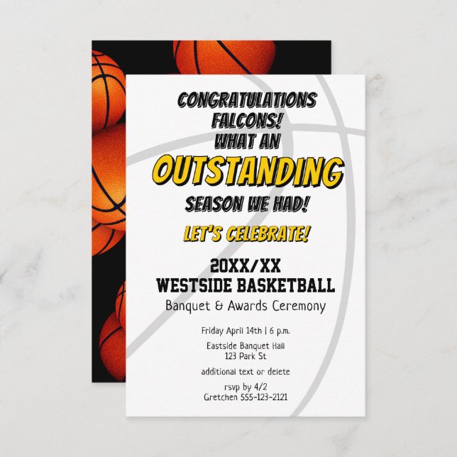 Jungen Mädchen beenden Basketballsaison Party Einladung (Vorne/Hinten)