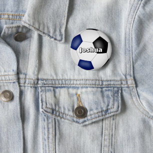 Jungen Mädchen Fußball Blau Schwarz Teamfarben Button