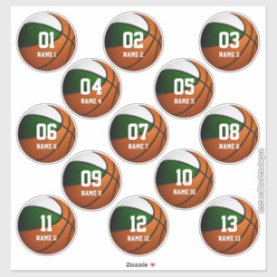 Jungen Mädchen grünes Basketball Set mit 13 Aufkleber