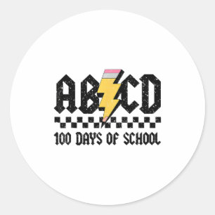 Jungen Mädchen Lehrer Rock 100 Tage Schule Abcd 1 Runder Aufkleber