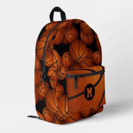 Jungen Mädchen mit Monogramm Basketballmuster Bedruckter Rucksack