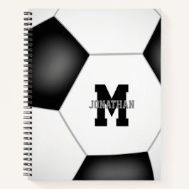 Jungen Mädchen mit Monogramm Fußball-Spirale Notizbuch