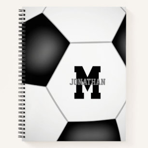 Jungen Mädchen mit Monogramm Fußball-Spirale Notizbuch