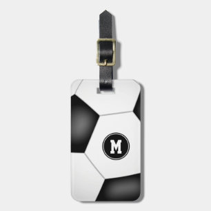 Jungen Mädchen mit Monogramm Fußballtasche Gepäckanhänger