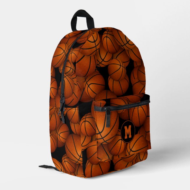 Jungen Mädchen personalisierte Basketballmuster Bedruckter Rucksack (Rückseitige Ecke links)