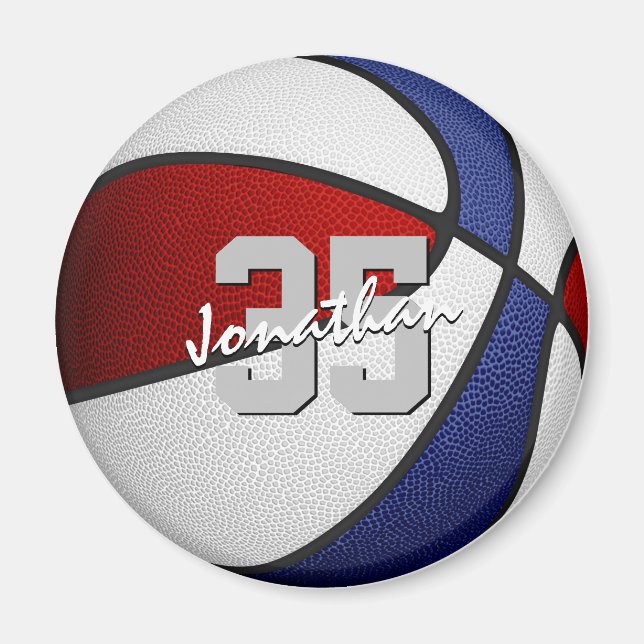 Jungen Mädchen rot blaue Basketballmannschaft Farb Magnet (Vorne)