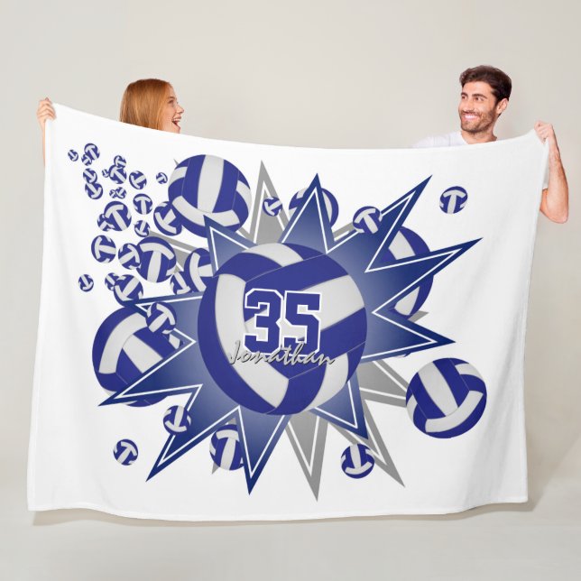 Jungen Mädchen sportlich-blau-weißer Volleyball-Bl Fleecedecke (Beispiel)