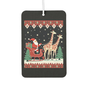 Jungen Mädchen Weihnachtsmann Reitender Giraffe Sc Autolufterfrischer