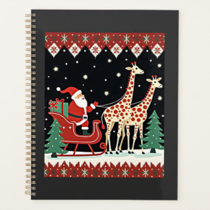 Jungen Mädchen Weihnachtsmann Reitender Giraffe Sc Planer