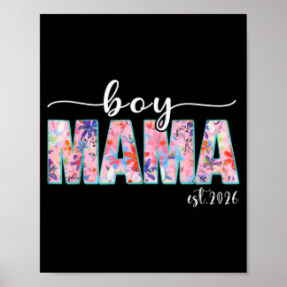 Jungen Mama Est 2026 Schwangerschaft Mama werdende Poster
