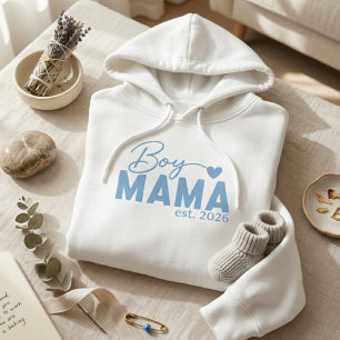 Jungen-Mama-Herz-Est-Jahr-Moderne-Mutterschaft-Zit Hoodie