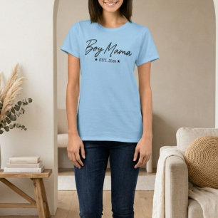 Jungen-Mama-Script-Est-Jahr-Minimal-Mutterschaft-T T-Shirt