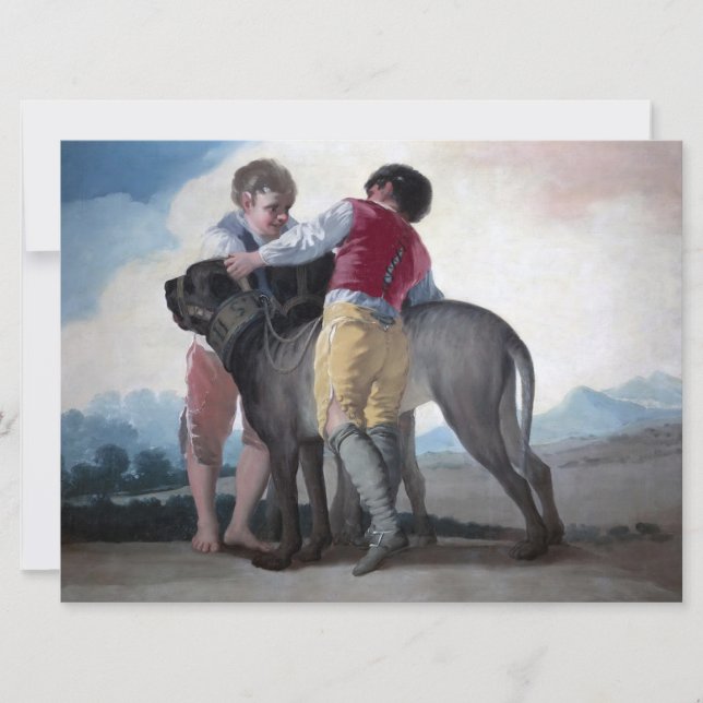 Jungen mit einem Mastiff Karte (Vorderseite)