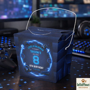 Jungen Modern Cool Blau Gaming 8. Geburtstagsfeier Geschenkschachtel