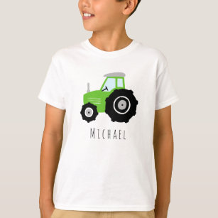 Jungen Moderne grüne Landstreichmaschine und Name T-Shirt