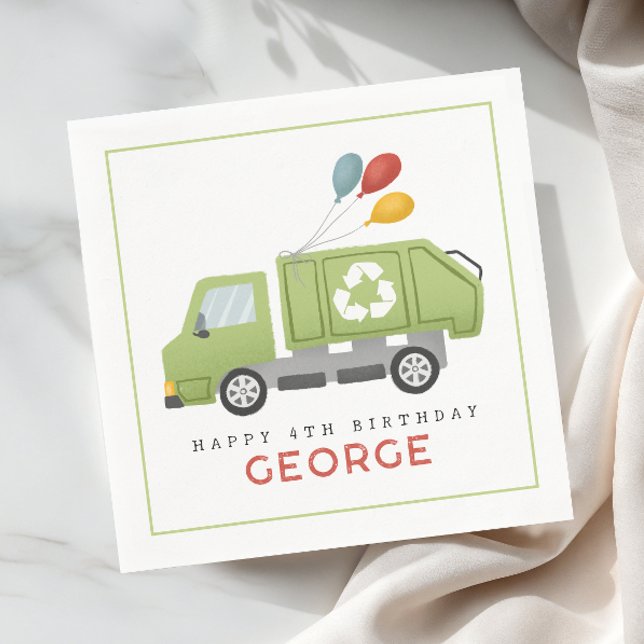 Jungen Moderne Grüne Müll Müllwagen Geburtstag Serviette (Von Creator hochgeladen)