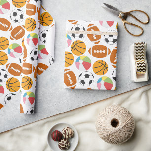 Jungen Moderne Sport Geburtstagsfeier   Spieltag T Geschenkpapier