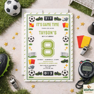 Jungen moderne Sportfußball-Kinder 8. Geburtstagsf Einladung